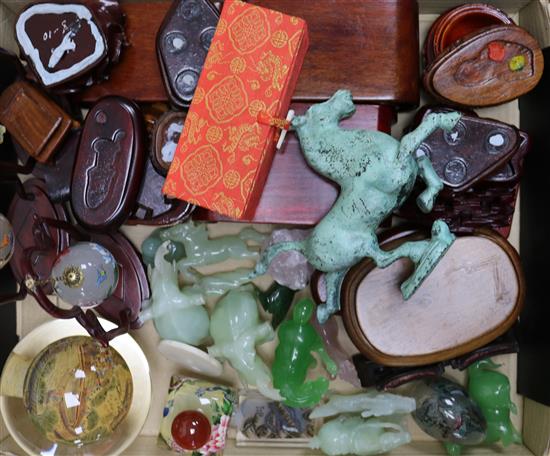 A set of eight Chinese hardstone figures of the eight horses of Mu Wang and other animals